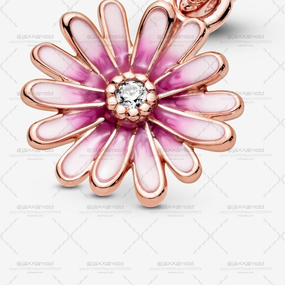 Pandora Daisy plated dangle with clear cubic zirconia and shaded pink enamel! - Picture 3 of 6
